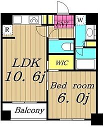 レジディア日本橋浜町 1LDKの間取図画像