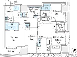 ミレアコート銀座プレミア 3LDKの間取図画像