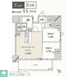 プライマル月島 2LDKの間取図画像