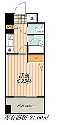 PRIMEURBAN日本橋茅場町 1Kの間取図画像