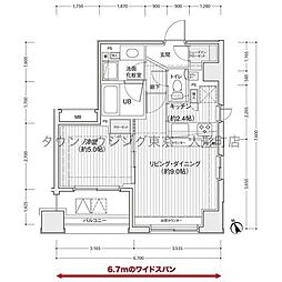 ドゥーエ銀座イースト1 1LDKの間取図画像