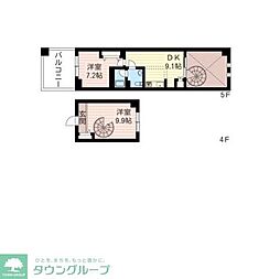 レジデンスシャルマン月島 2DKの間取図画像