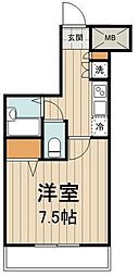 プレール日本橋弐番館 1Kの間取図画像