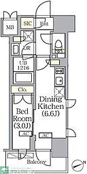 PRIMEGARDEN銀座八丁堀 1DKの間取図画像