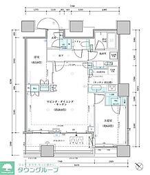 パークタワー勝どきサウス 2LDKの間取図画像