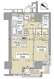セレサ日本橋堀留町 1LDKの間取図画像