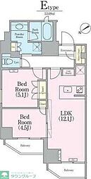 CRESTCOURT蔵前Residence 2LDKの間取図画像