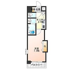 Luxe我孫子 6階1Kの間取り