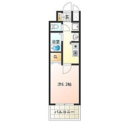 ライジングコート岸里玉出駅前 8階1Kの間取り