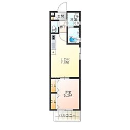 クリエオーレ安立 1階1DKの間取り