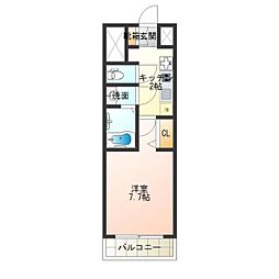 グランパシフィック岸里東 2階1Kの間取り