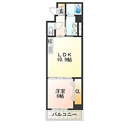 フローレンス天下茶屋 1階1LDKの間取り