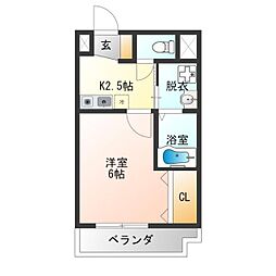 インペリアル玉出 1Kの間取図画像