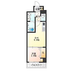 メルベージュ難波サウス3 1DKの間取図画像