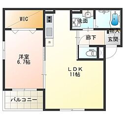 ロチェスドール 1LDKの間取図画像