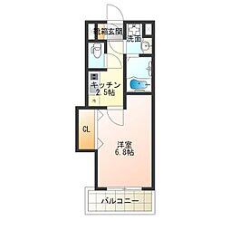 Luxe西田辺 1Kの間取図画像