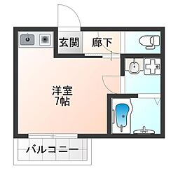 メビウス天下茶屋レジデンス ワンルームの間取図画像
