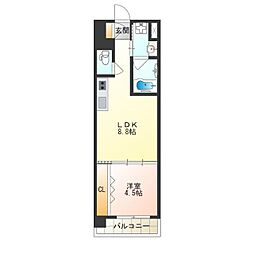 Warm天下茶屋 1LDKの間取図画像