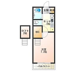 サンクチュアリ北津守 1Kの間取図画像