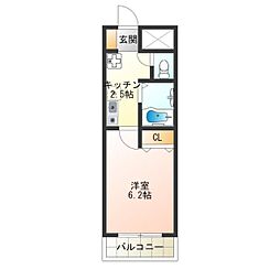 SWISS難波南 1Kの間取図画像