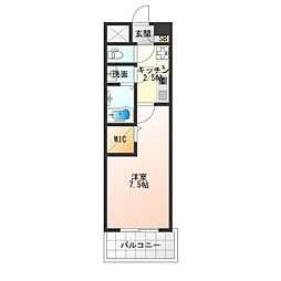 Luxe難波南 1Kの間取図画像