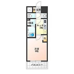 エスリード難波VALORE 1Kの間取図画像