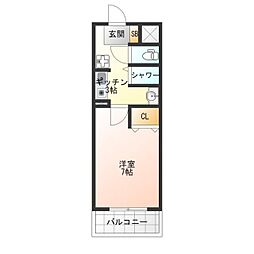 辰巳ハイツ 1Kの間取図画像