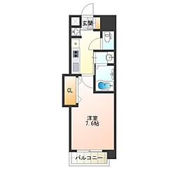 Luxe難波西2 1Kの間取図画像