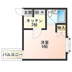 ウエスト・コート岸里 1Kの間取図画像