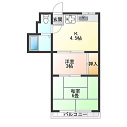 スローライフ南 2Kの間取図画像