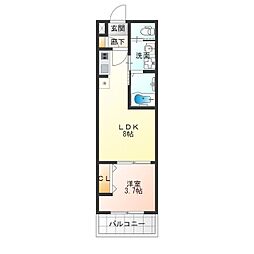 アッシュメゾン花園町3 1LDKの間取図画像