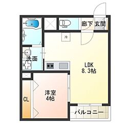 エフミライbliss 1LDKの間取図画像