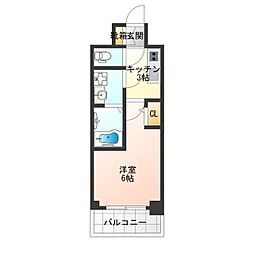 ESLEADRESIDENCE大阪天王寺 1Kの間取図画像