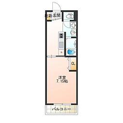 ルビーノ帝塚山 1Kの間取図画像