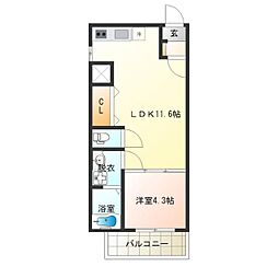 FmaisonSQUARE3番館 1LDKの間取図画像