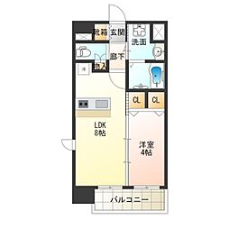 リアライズ花園町駅前 1LDKの間取図画像