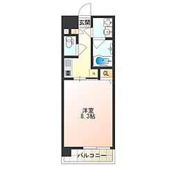 PrimaveraNambaMinami 1Kの間取図画像