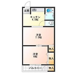 マンション若竹 2DKの間取図画像