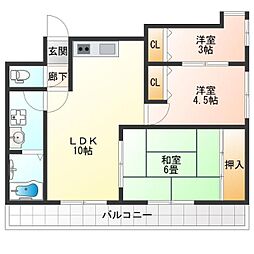 ホワイトハイム花園 3LDKの間取図画像