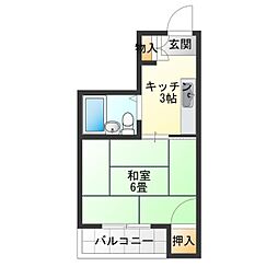 オークミマツマンション 1Kの間取図画像
