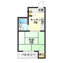 オークミマツマンション 1Kの間取図画像