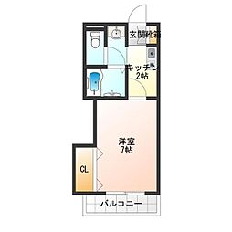 Ncourt東紛浜 1Kの間取図画像