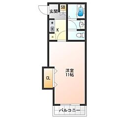 Ncourt東紛浜 1Kの間取図画像