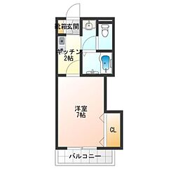 Ncourt東紛浜 1Kの間取図画像