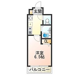 ウィンヒルズ難波南 1Kの間取図画像