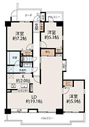 ルイシャトレ越谷大袋 3LDKの間取図画像