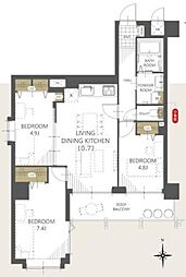 サンリット大袋 3LDKの間取図画像