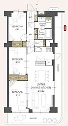 シャルム北越谷B棟 3LDKの間取図画像