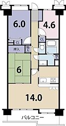 コスモ春日部豊春 2SLDKの間取図画像