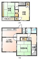 JR常磐線 取手駅 バス15分 早尾台下車 徒歩2分の賃貸一戸建て 3LDKの間取り